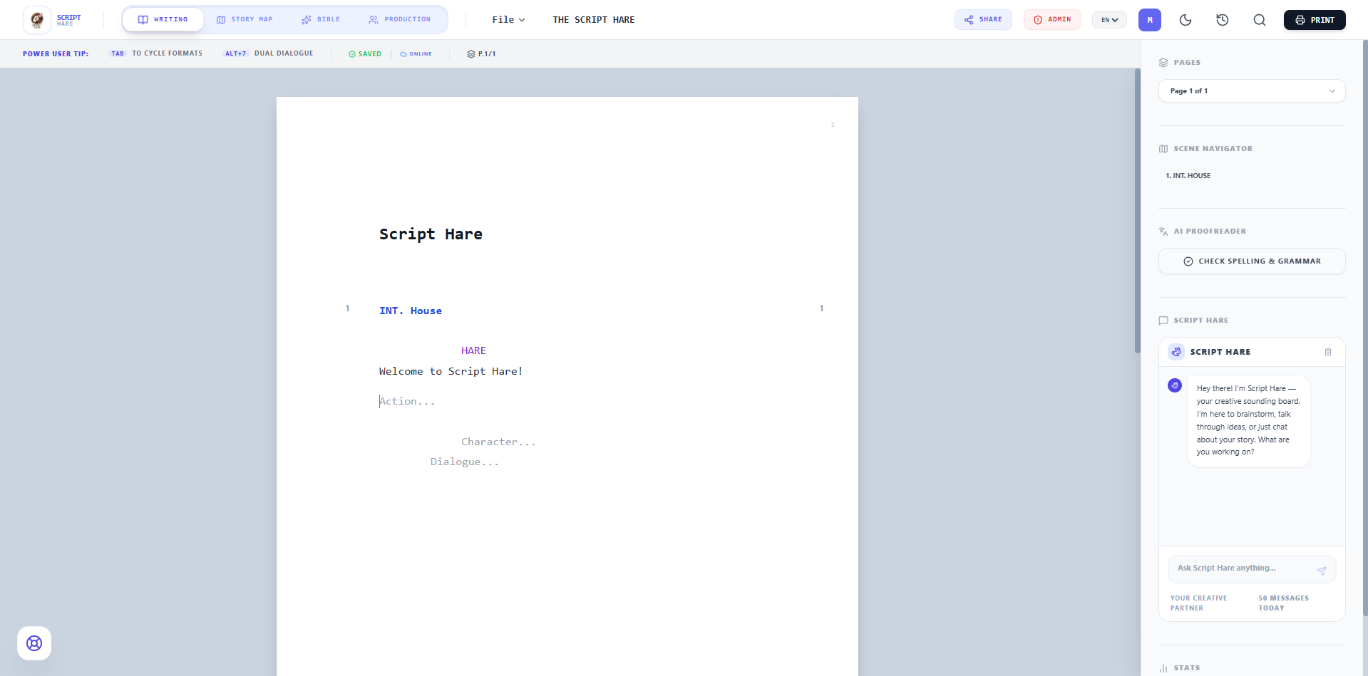 Script Hare — Professional Screenwriting Editor